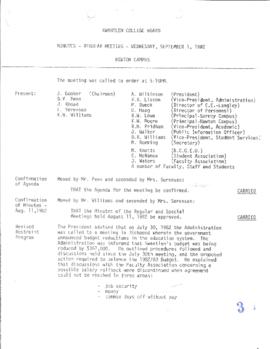 Minutes - Regular Meeting - September 1, 1982