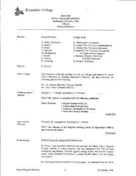 Minutes of the Board Regular Meeting - 24 October 1990