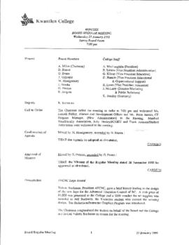 Minutes of the Board Regular Meeting - 23 January 1991