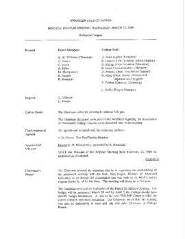 Minutes - Regular meeting - March 22, 1989